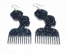 Load image into Gallery viewer, 2023 Juneteenth Collection | Afro Comb Pick Afro Puff Pick Dangling Earrings