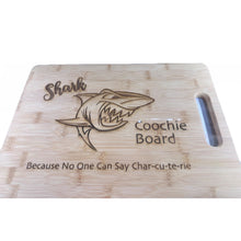 Load image into Gallery viewer, Cutting Board, Shark Coochie, Charcuterie Board, Anniversary Gift, Housewarming Gift, Home Owner Couple Gift Ideas, Personalized Home Sweet Home Bamboo Cutting Board Present, First Home Buyer, Wedding Gift, Real Estate Engraved Gifts