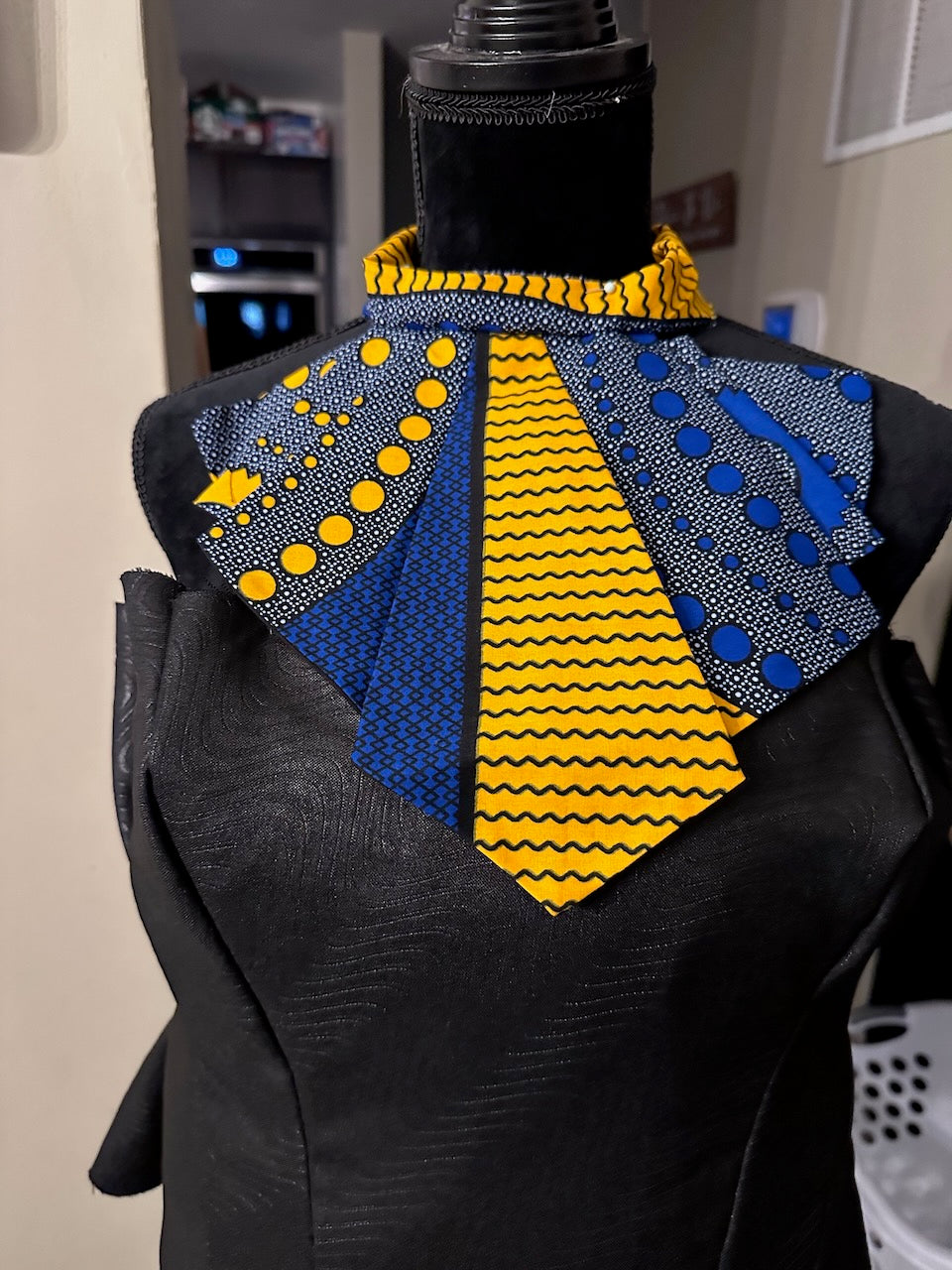 Jabot Collar - Ankara Blue and Yellow