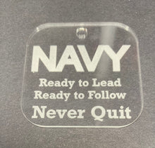 Load image into Gallery viewer, Navy Keychain Never Quit
