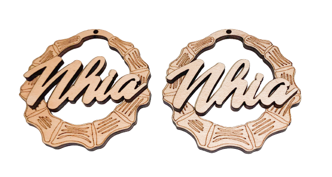 Faux Bamboo Personalized Engraved Wooden Earrings, up to 10 characters