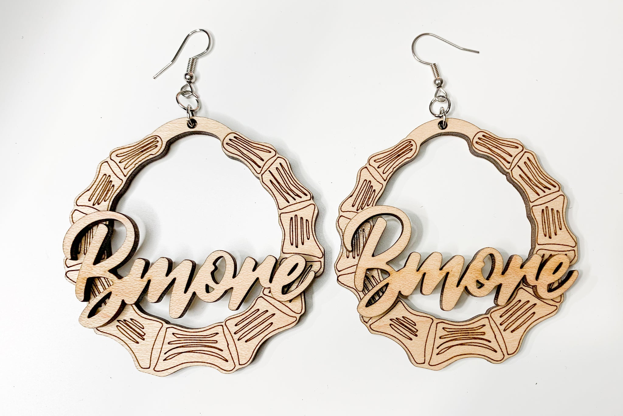 Faux Bamboo Bmore Engraved Wooden Earrings Royal Crafting We