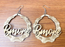 Load image into Gallery viewer, Faux Bamboo Bmore Engraved Wooden Earrings
