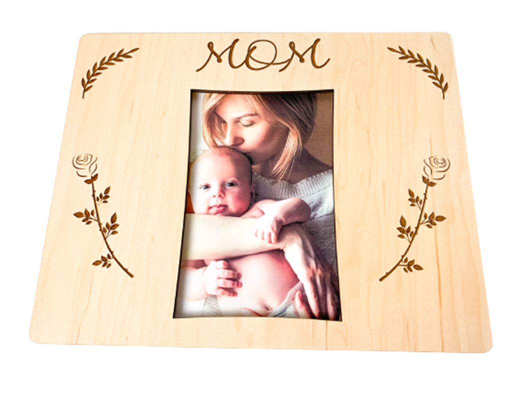 Wooden Engraved Mom Picture Frame 4x6 Photo Home Decor