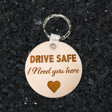 Load image into Gallery viewer, Drive Safe Engraved Keychain, Wood Gifts For Son, Daughter, Mom, Dad, Sister, Brother, Friend, New Driver, Experienced Driver
