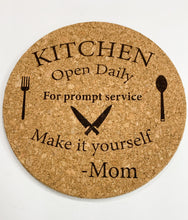 Load image into Gallery viewer, Kitchen Trivet Pot holder, home decor, Kitchen Open Daily
